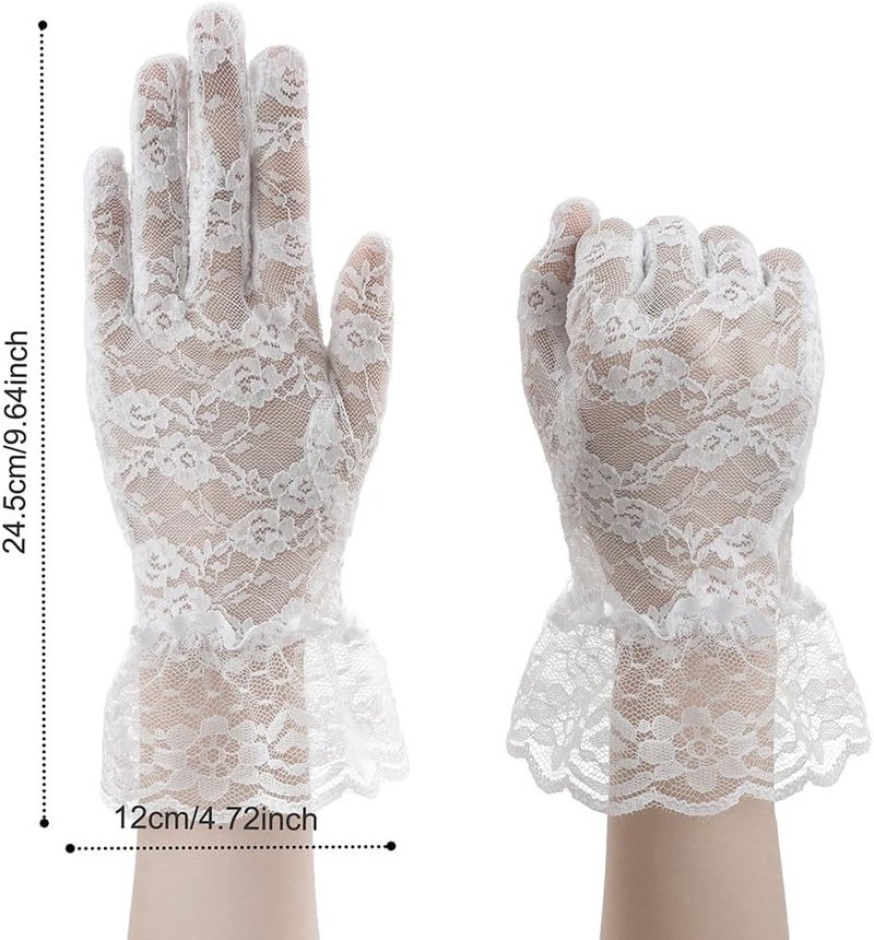 anpiwshjo Lace Gloves for Wedding Tea Party, Evening Gloves for Women - Image 2